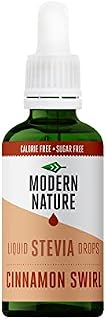 Modern Nature Cinnamon Swirl Flavour Drops - Liquid Stevia Drops Sweetner - Zero Calorie Sugar Free Coffee Syrup Alternative - Flavoured Coffee, Protein Powder, Yoghurt Tea  Vegan Keto Sweetener 50ml