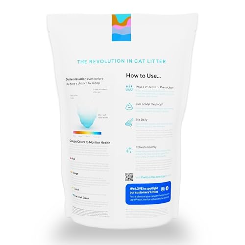 PrettyLitter Health Monitoring Cat Litter (Unscented, Non Clumping) | Lightweight & Low Tracking, Color Changing Silica Gel Crystals, Advanced Odor Control — 6 Lbs, Pack of 1 (One Month Supply)