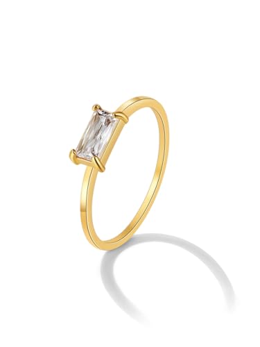 Bague carrée femme acier inoxydable anti-ternissement et zircon scintillant