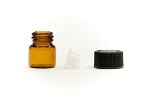 Almost4Minds Amber Glass Vials, 1 Dozen, 1/4 Dram with Orafice Reducers Pack of 12