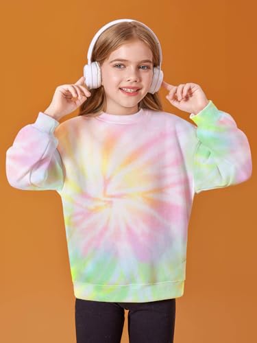 Image of Haloumoning Girls Oversized Crewneck Sweatshirts Kids Fleece Pullover Tops