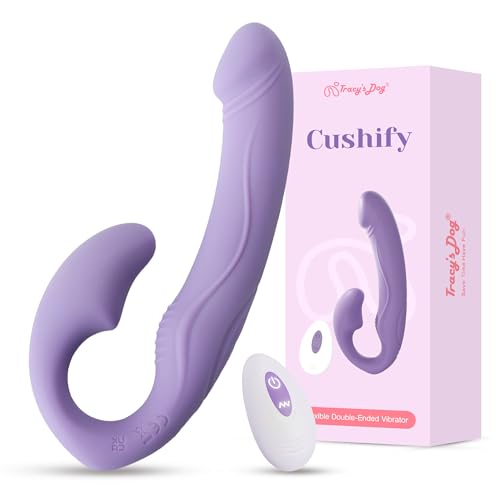 Tracys Dog Strapless Strap-On Dildo Female Sex Toys Velvety-Soft Double-Ended Anal Dildos 10 Vibrations Remote Control Wearable G-Spot Vibrator Adult Toys for Women Lesbians & Couples (Cushify)
