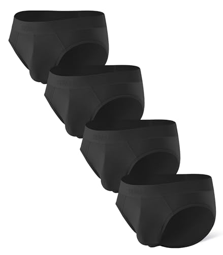 Separatec Mens Underwear Briefs, Breathable Cooling Rayon Made from Bamboo Underwear, Dual Pouch Mens Briefs 4 Pack