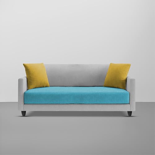 Image of Casaliving Dominic 2 Seater Sofa Set for Living Room (Turquise Grey Fabric) Premium Fabric Sofa