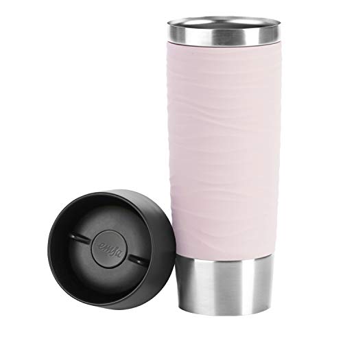 Foto von Emsa Travel Mug Waves Grande Isolierbecher N20120 | 0,5 L | bis zu 6h heiß und 12h kalt | 100% dichter Thermobecher | 360°-Trinköffnung | Quick-Press-Verschluss | Puderrosa