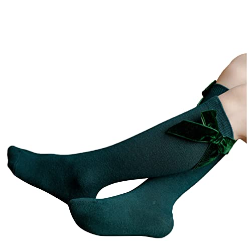 Dock Socks for Feet Stockings Baby Princess Mid-Calf Knee-High Socks Kids Solid Girls Sock Length (Green, 3-18 Months)2