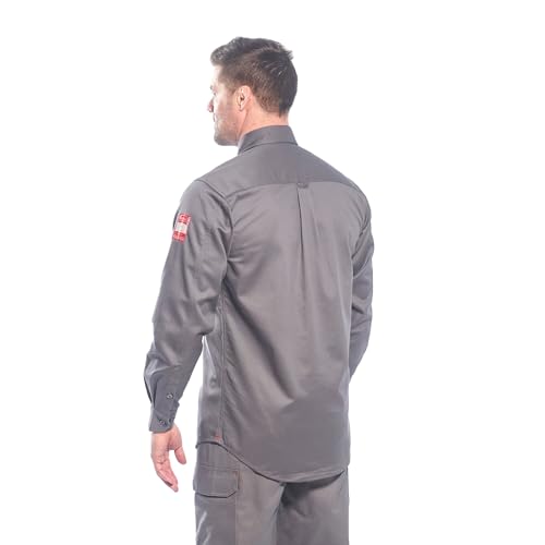 Image of Portwest FR89 Fire Resistant Safety Work Shirt in FR Bizflame 88 /12 ASTM NFPA, Gray, 6XL