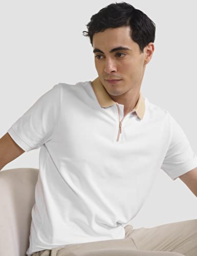 DAMENSCH Constant Men's All-Degree Thermoregulating Pique Contrast Neck Polo T-Shirt - Zipper