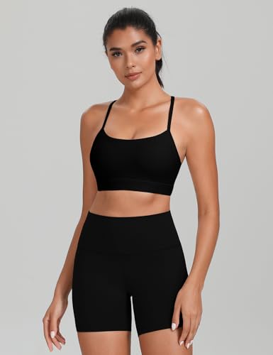 HeyNuts to Freest Womens Y Back Sports Bra, Spaghetti Strap Racerback Low Impact Workout Yoga Tops Padded A-C Cups *Updated2