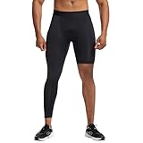 GENEMEN Leggings Herren Einbeinige Sport Hosen Gym Running Tights Trainingshose Kompressionshose mit Taschen (Schwarz, XXL)