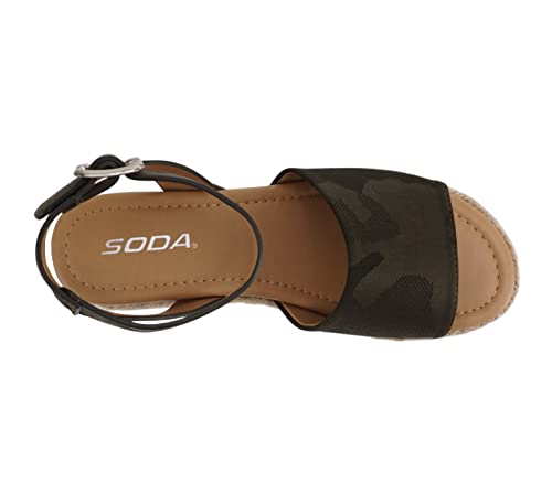 Image of Soda Topic Open Toe Buckle Ankle Strap Espadrilles Flatform Wedge Casual Sandal