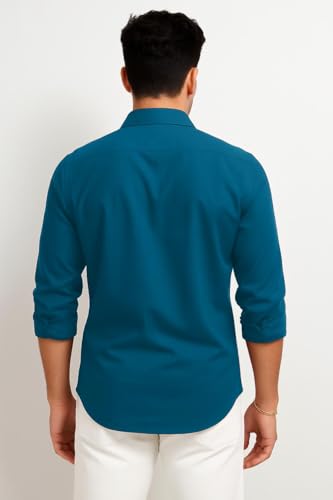 Image of Men's Casual Cotton Blend Shirt | Regular Fit | Full Sleeve | Solid Design