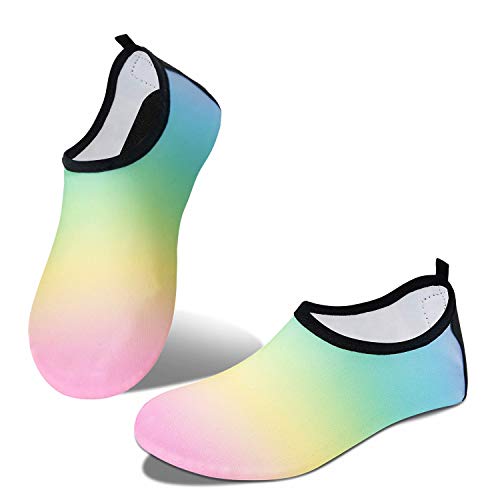 Torotto Kids-Water-Shoes Pool-Shoes Barefoot Quick-Dry Toddler-Swim-Shoes Non-Slip Aqua-Socks for Girls Boys Beach Yoga(Colorful,16/17)