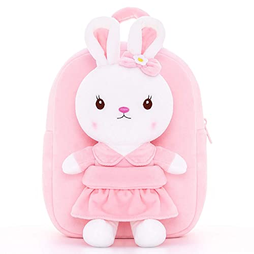 Image of Gloveleya Kids Backpack Toddler Backpacks with Stuffed Bunny Toy Pink 9''