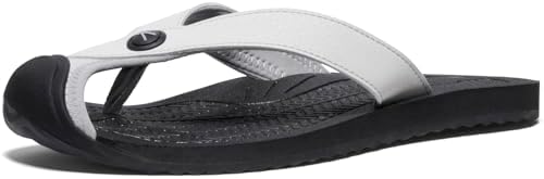KEEN Women's Barbados Breathable Comfortable Sandals Toe Protection Flip-Flops, Vapor/Black, 8