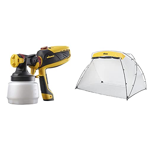 Wagner Spraytech FLEXiO 590 Handheld HVLP Paint Sprayer, Sprays Unthinned Latex, Includes Two Nozzles & M Large Spray Shelter with Built-in Floor & Screen, Portable Paint Booth for DIY Spray Painting