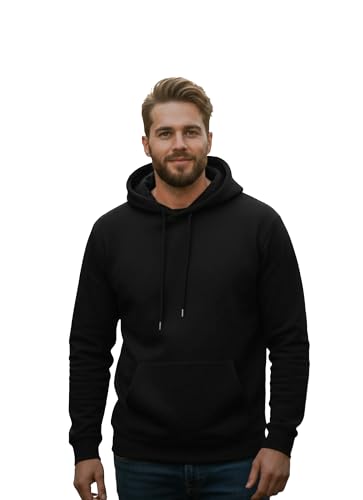 Image of Men Regular Fit Fleece ||Black||Hoodie Solid||Sweatshirt-JM3860