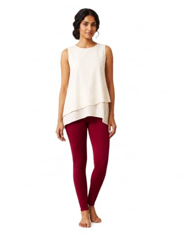 Image of Women's Cotton Lycra Ankle Length Leggings | Regular Rise, Soft 4 Way Stretch Fabric | Casual & Ethnic Wear
