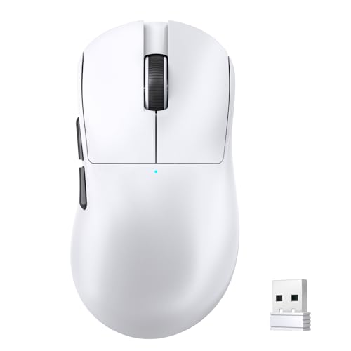 MAGIC-REFINER X2 SUPERLIGHT Wireless Computer Mouse, Sensor óptico para Juegos Pixart 3311, 24000 DPI, Frecuencia de Sondeo de 1000 Hz, Conexión 2.4G/BT/Cable, Ergonomic para PC/Mac - Blanco