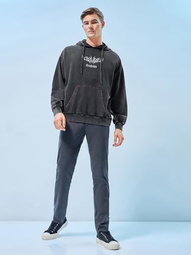 Image of Bewakoof Men's Cotton Blend Official Dc Merchandise Graphic Printed Oversized Fit Full Sleeve Terry Hoodies