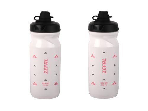 ZEFAL Pack Sense Soft 65 No Mud - Dos Bidones de Ciclismo y MTB Con Protección De La Tetina - Botella Bicicleta y Deporte Sin BPA - Blanco, 2 x 650ml
