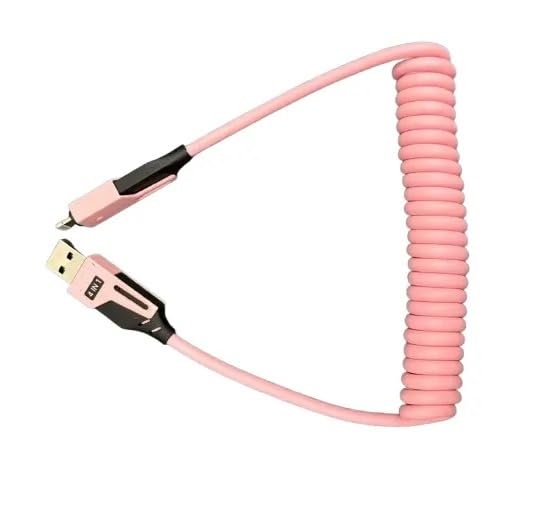 Image of 4-in-1 Fast Charging Cable 65W - USB & Type-C to Type-C /L Multi-Device Spring Coiled Charging Cable - Universal High-Speed Data Cable for iPhone, Android, iPad, Laptop & More