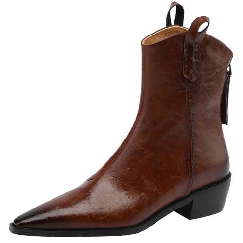 Bottes de cowboy western en cuir fini les douleurs grâce au talon épais