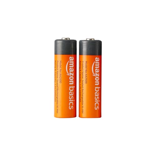 Image of Amazon Basics AA Rechargeable Batteries | 2500 mAh with 1.2 V Power| Ni-MH Batteries | Ultra High Power | for Mid to High Drain Devices (Pack of 2)