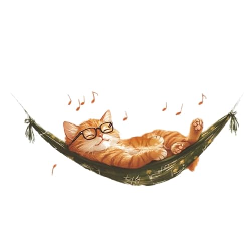 Vinilo Decorativo Gato Naranja en Hamaca para Niños