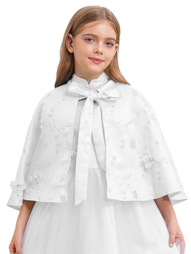 YEAHDOR Girls Satin Princess Cape Capelets Birthday Party Communion Wraps Shrug Bridesmaids Wedding Flower Girl Cover up2