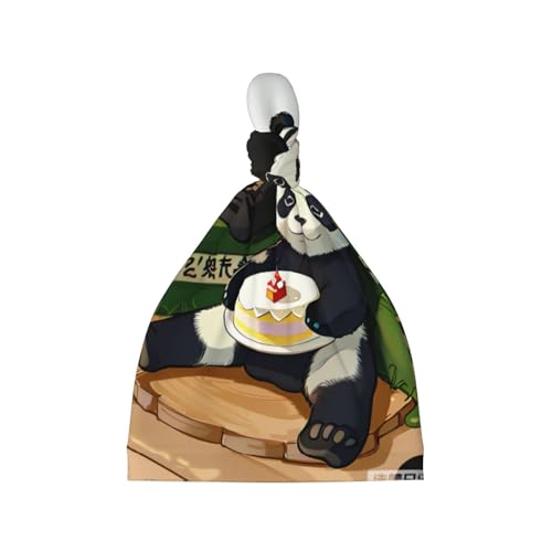 Newborn Baby Hat, Pandas of Father and Son Print Soft Top Knot Beanie Cap, Cute Baby Headwear for 0-6 Months Black