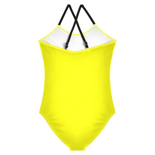 Pigsaly Girls One Piece Swimsuits Yellow Kids Cross Back Swimwear Primary Color Toddler Beach Sport Bathing Suit 5-6T2