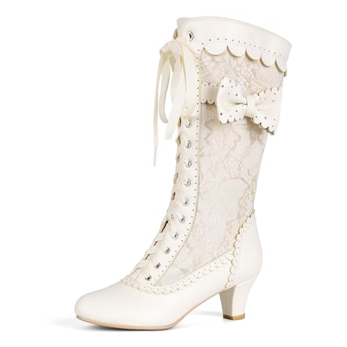 Voviggiw Women Vintage Victorian Boots Lace Bridal Brides Wedding...