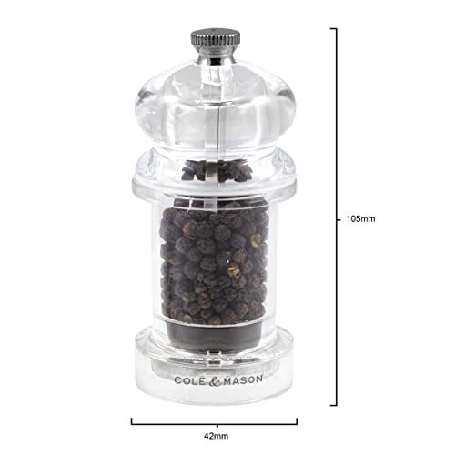 Cole & Mason H57501P 575 Clear Pepper Mill, Precision+, Acrylic, 105 mm, Single, Includes 1 x Pepper Grinder - Image 3
