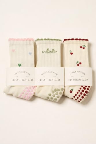 Image of Shapes Studio Half Calf Grip Socks, Cute Fruit Pilates Socks, Ruffle Socks, Non-Slip for Barre Yoga