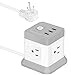 Power Strip with USB, FDTEK Flat Plug Extension Cord with 4 Outlets and 3 USB Ports, 5 FT Power Cord Desktop Charging Station, Overload Protection, Compact Portable for Travel Home Office Cruise Ship
