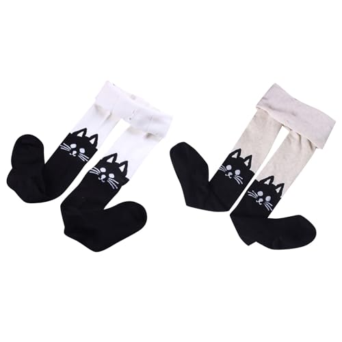 Toddler Cute Cat Sweater Leggings Baby Girls Footless Tights Little Girl Thicken Thermal Fleece Knit Trousers