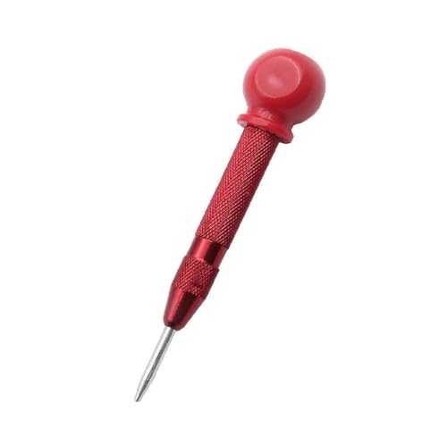 SEIWEI Automatic Center Punch, Adjustable Spring Loaded Center Hole Punch, Heavy Duty Steel Automatic Center Marker Punch Tool for Metal, Wood, Glass, Red