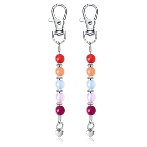 nitaru LGBTQ Lesbian Pride Flag Beaded Gemstone Keychain Lesbian Pride Flag Beaded Gemstone Keychain LGBTQ+ Gift Lesbian Pride Flag Beaded Gemstone Keychain Cover
