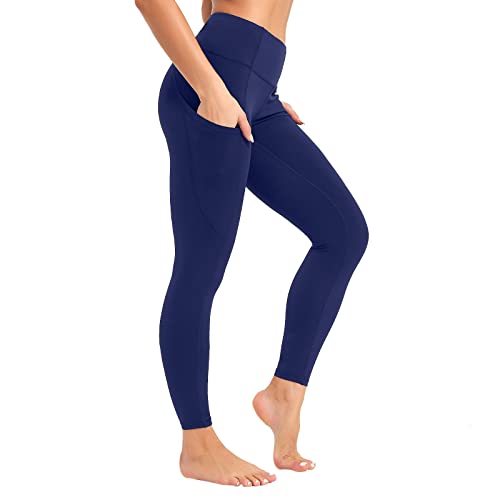SP3LOPS Yoga Pants with Pockets for Women High Waisted Tummy Control Womens Buttery Soft Yoga Workout Leggings Running Pants Navy Blue