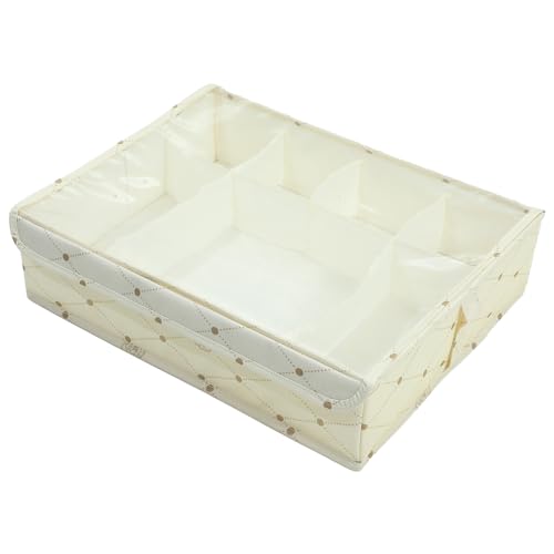 Luxshiny Caja de Almacenamiento Plegable para Ropa Interior y Calcetines, Organizador de Cajones Tapa Transparente, Tela Oxford Resistente Beige, Organizador para Armario Multifuncional