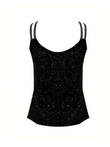 Floerns Women's Rhinestone Glitter V Neck Camisole Sleeveless Sparkly Party Cami Tops2