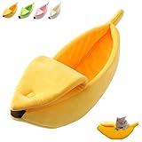 Cute Funny Banana Bed for Dogs, Warm Soft Lovely Pet Supplies for Indoor Cats Kittens, Winter Boat Pet Sleep Nest Cotton Cushion in Multicolor for Small Animals, Cozy Durable(Yellow,Large)