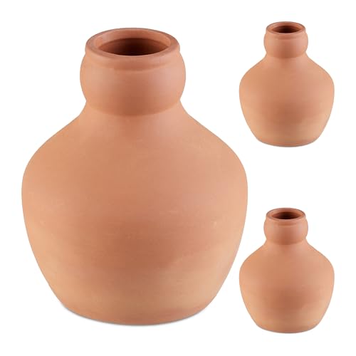 Relaxdays Ollas 3er Set 550 ml Ton wurzelnahe Bewässerung Hochbeet & Gewächshaus weniger Wasserverlust terrakotta