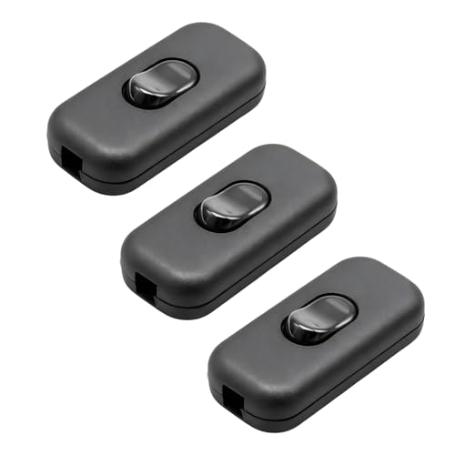 3PCS Interrupteur Lampe de Chevet, 6A 250V, Interrupteur Lampe À Bascule En Ligne Pour Cordon Électrique De Chevet I-nterrupteur Pour L-ampe Compatible Avec Petits...