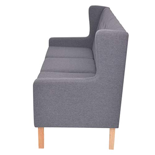 vidaXL Sofa 3-Sitzer Dreisitzer Stoffsofa Polstersofa Loungesofa Couch Polstermöbel Wohnzimmersofa Designsofa Stoff Grau… – Bild 4