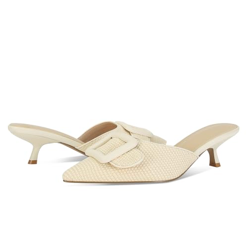 Image of ZJGZF Mesh Kitten Heels Mules for Women Closed Pointed Toe Slip on Backless Stiletto Slingback Low Heels Comfort Pumps Shoes