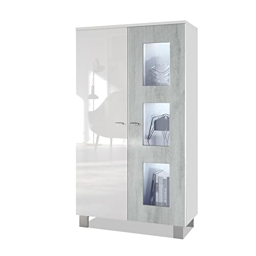 Vitrine Noire ML DESIGN Sur Pieds – 3 Étagères, 2 Portes Vitrées Polycarbonate, Salon