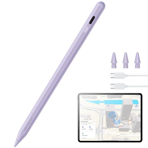 Image of ESR Geo Digital iPad Pencil Findmy Compatible with Apple iPad 2018-2026,with Easy Shortcuts for Apple iPad A16 /10 /9 /8 & Air 13 /11 & Pro 12.9 /13 /11 & Mini 7 /6 /5,Purple(No Wireless Charging)