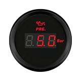 ELING Medidor de presión de aceite digital de 52 mm (2 pulgadas) 0 – 5 bar, resistente al agua con retroiluminación 9 – 32 V para coche o barco